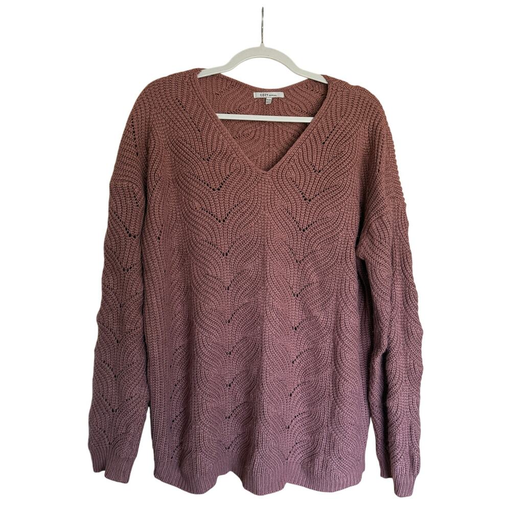 Cozy Casual 2X/3X Knit V Neck Sweater Soft Girl Aesthetic Boho Feminine